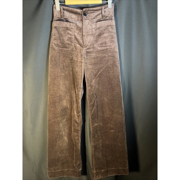 Maeve Pants - Maeve by Anthropologie Colette Wide Leg Corduroy Pants Womens 26 Brown Pocket